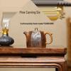 Yixing Zisha Teapot: Semi-Handmade Hexagonal Pine Carving with High Temperature Gold Sand Finish