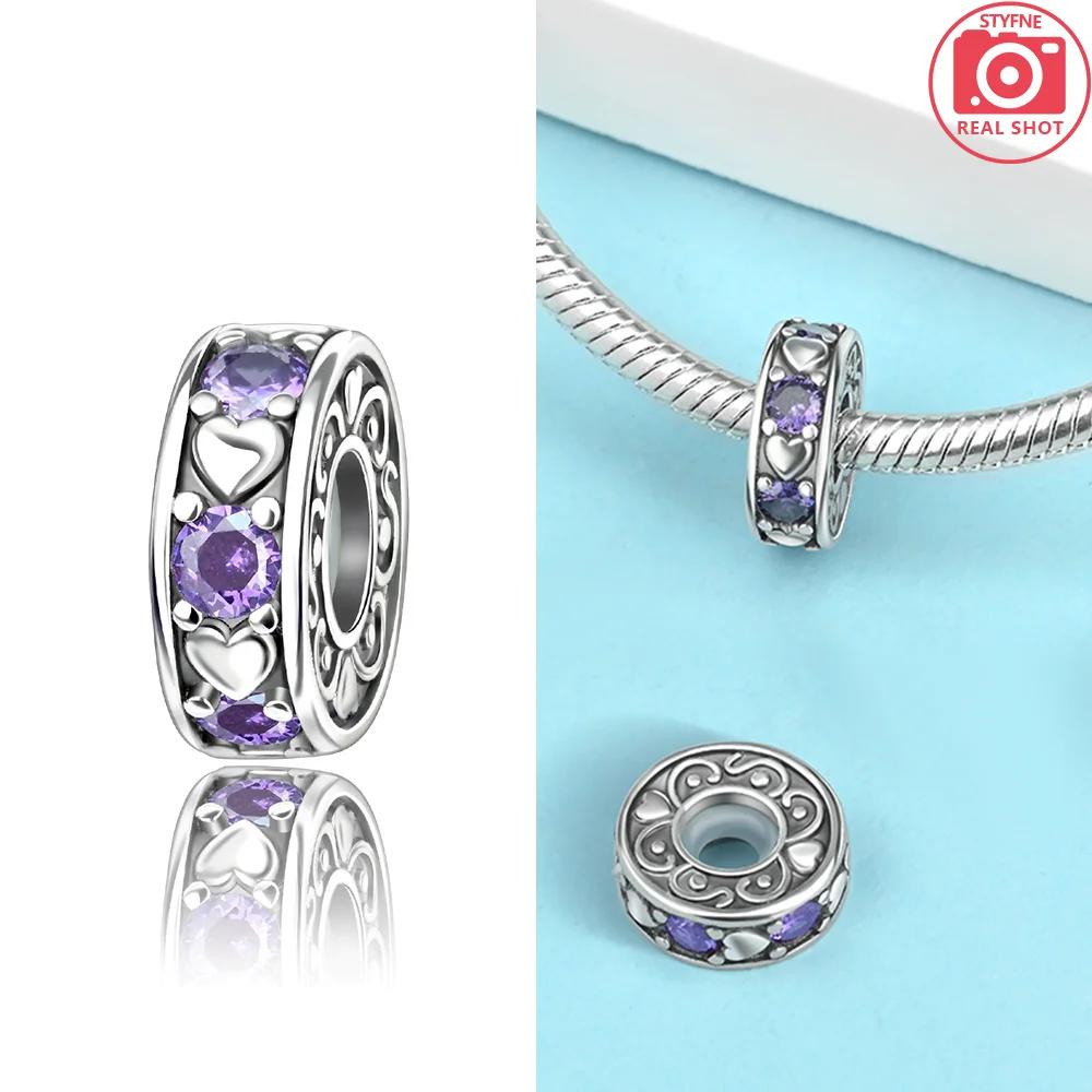 Original Blue Zircon Heart Pendant Couples Beads Fit Bracelet Charms Copper Women Jewelry Wedding Fine Gifts Diy
