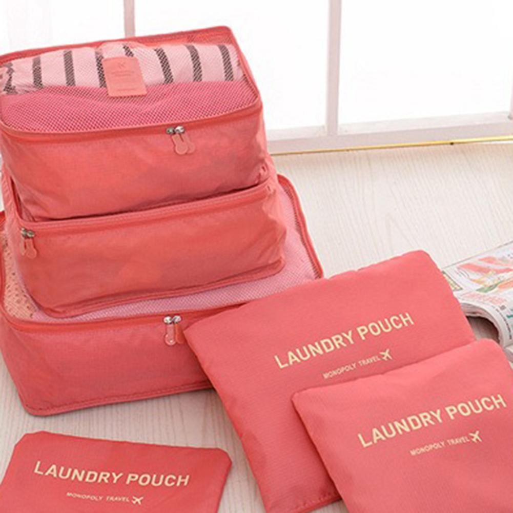 6pcs/Set Travel Luggage Packing Cubes Suitcase Clothes Storage Bag Organiser Foldable Clothing Organizer Shoes Underwear Pouch
