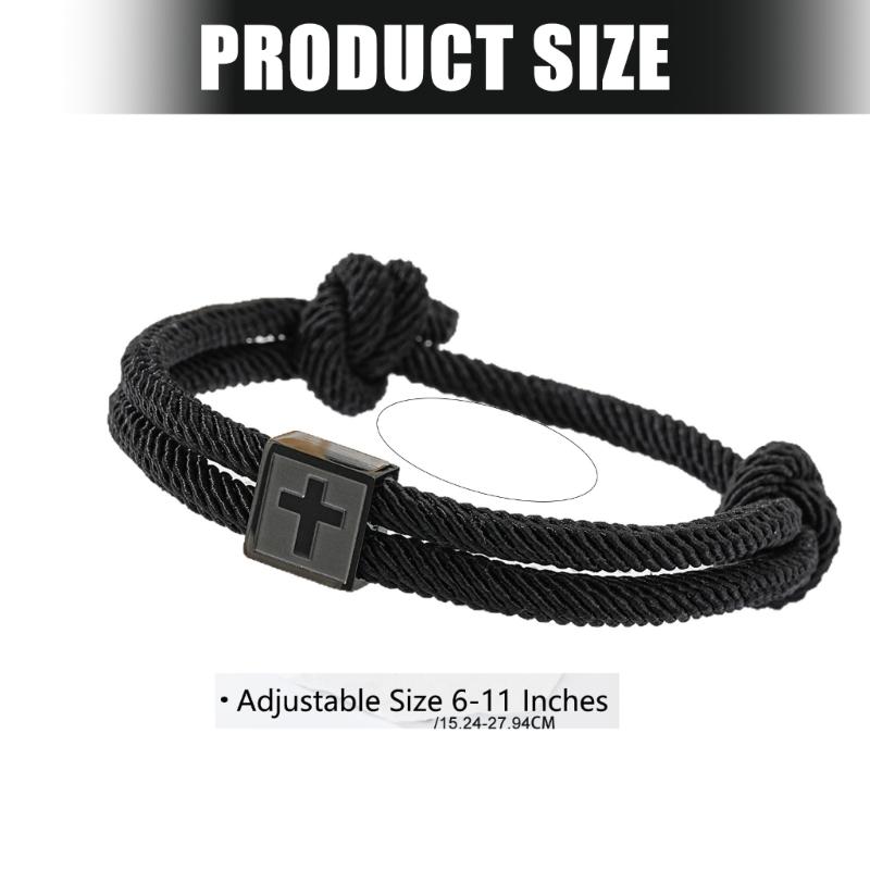 Elegant Rope Chain Bracelet With Crosses Pendant Sturdy Stainless Steel Unisex Fashion Accessory
