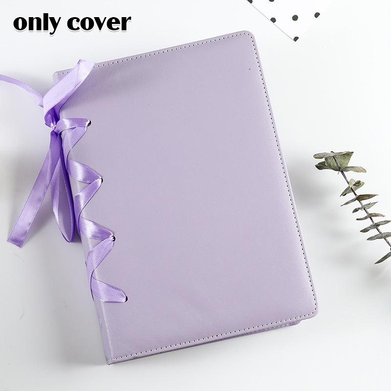 INS Star K-Pop Album Classeur A5 en Cuir PU Livre Photo avec Porte-Cartes Photo Couleur Pure Collection Scrapbooking Décoration Nœud