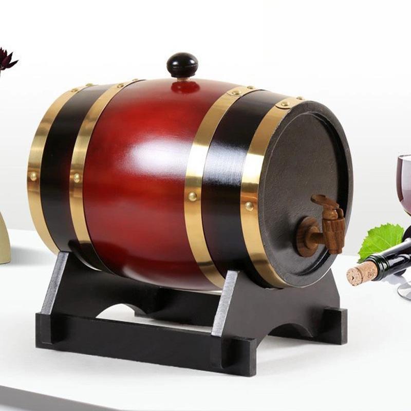 

1.5L/3L Oak Wood Wine Barrel White Wine Red Wine Pine Barrel Home Decoration Beer Barrel Storage Resin Faucet Festival Gift (as the picture,1.5L)