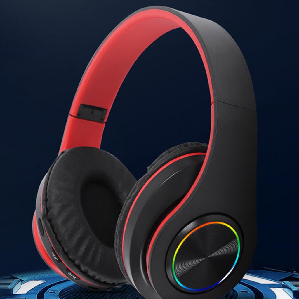 Headset with RGB Light Bass Noise Reduction Comfortable Waterproof Foldable Wireless Gaming Headset