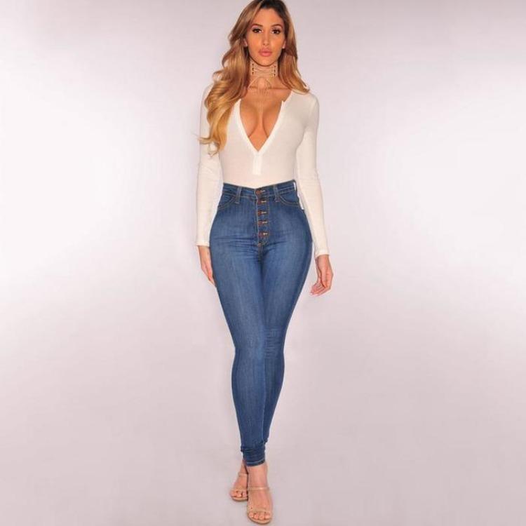 High Waist Skinny Stretchy Jeans for Women Plus Size Denim Jeggings Trousers