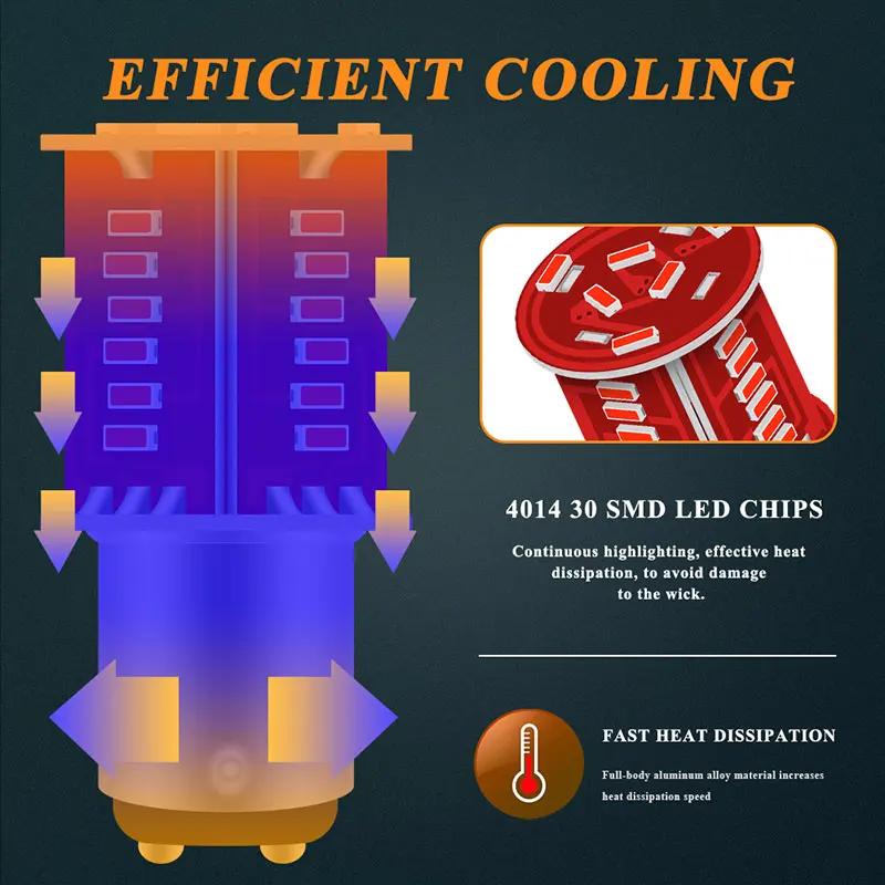 2pcs 1157 LED Strobe Motorcycle Tail Lights Flash 3030 30SMD Signal Blinker Stop Brake Light 12v Motorbike Light