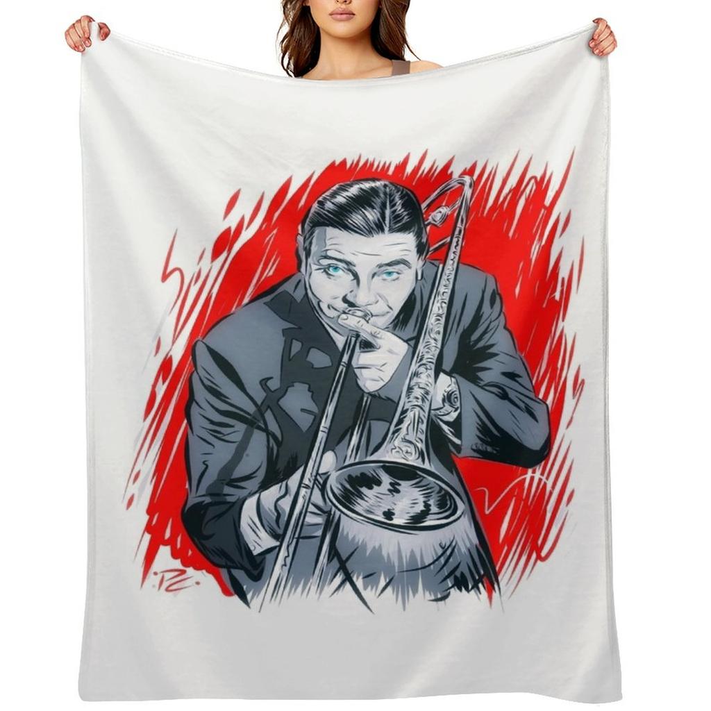 Jack Teagarden - An illustration by Paul Cemmick Throw Blanket Softest Quilt Thermal Soft Plaid Blankets