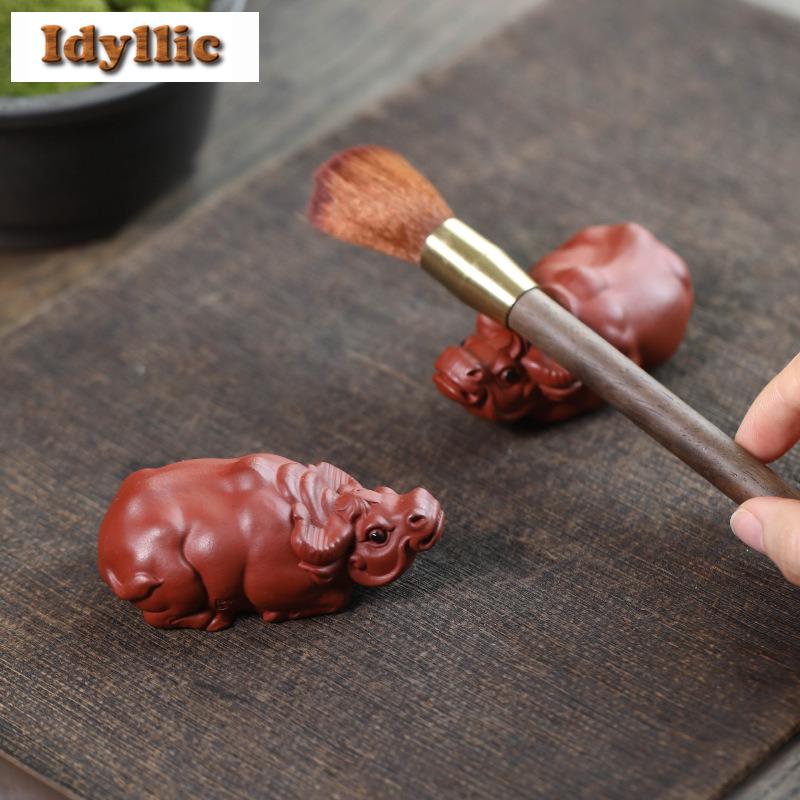 Yixing Zisha Zodiac Cow Tea Pet Ancient Tea Sculpture Tea Figurine Play Toys Tea Statue Ornaments Can Be Raised Cha Supplies