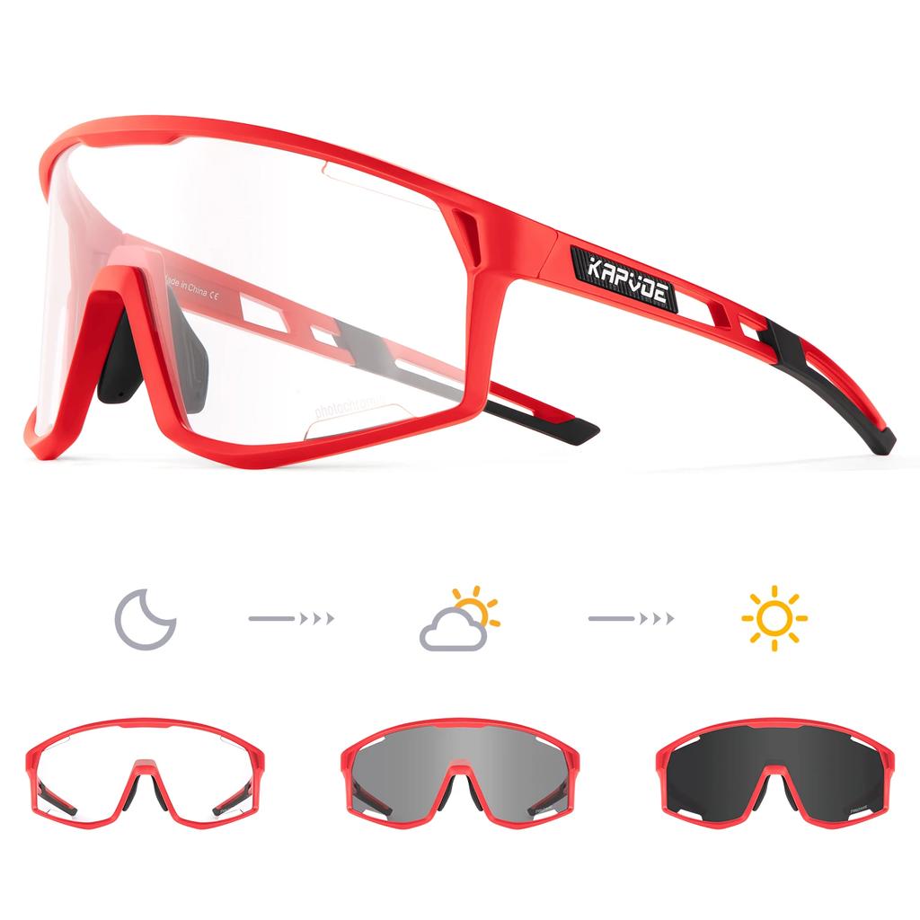 Kapvoe Photochromic Cycling Glasses Sunglasses for Men's Cycle Sun Glasses MTB UV400 Goggles Woman Road Bike Bicycle Eyewear