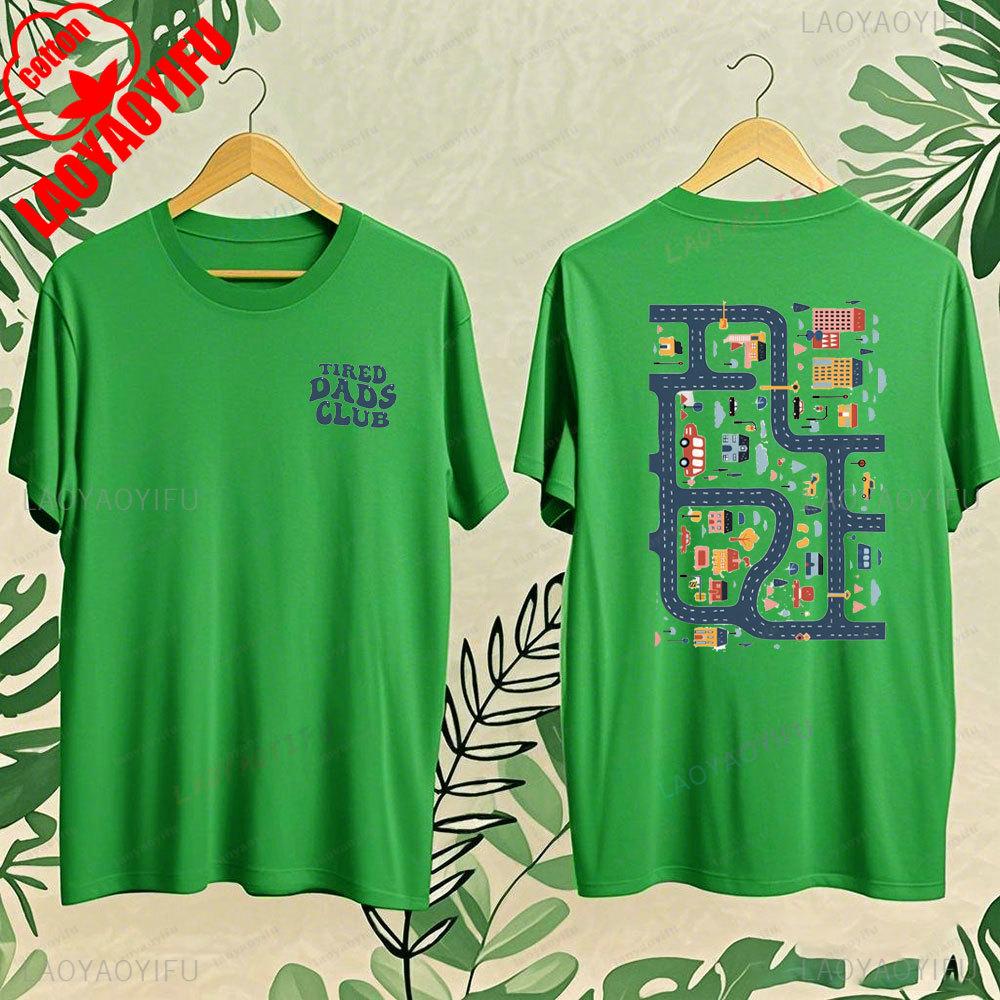 Fathers Day Mens Graphic T Shirts Tired Dads Club Funny Play Cars on Back Graphic Cotton Casual Daily Wear Dad Gift for Him