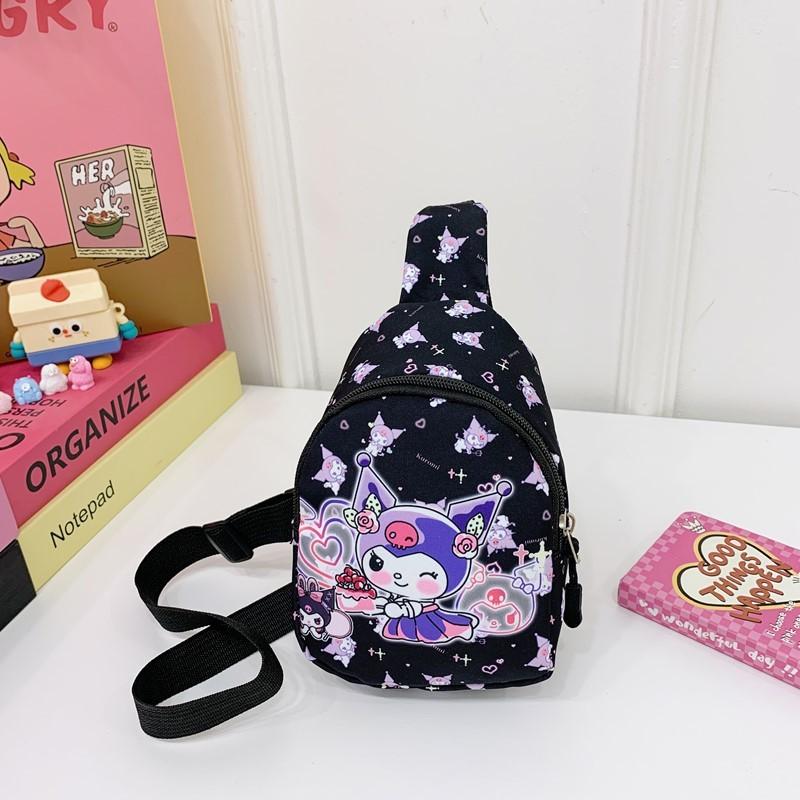 Sanrio Kuromi Cartoon Kids Chest Bag With Breathable Nylon For Daily Use