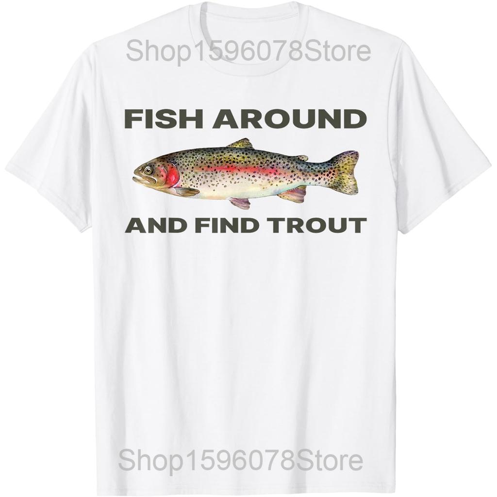 Trout Fly Fishing Angler Fisherman Nature Forest T Shirts Men Women Humor Streetwear Tee Short Sleeve Unisex Loose Clothing