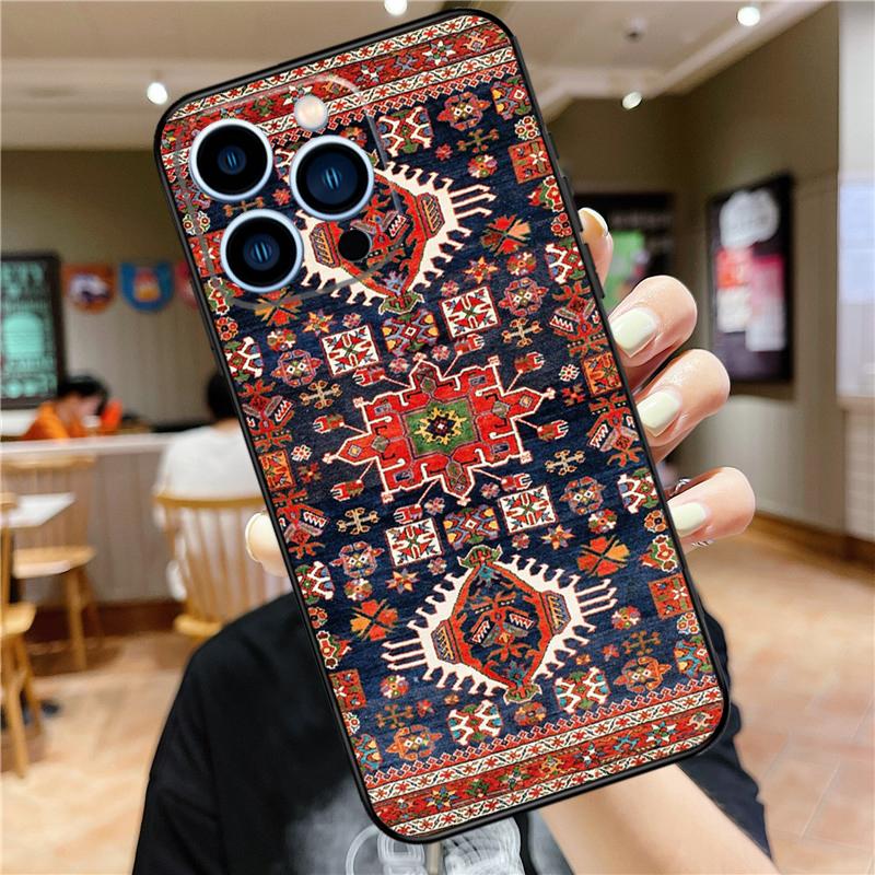 Persian Carpet Floral Pattern Phone Case For iPhone 11 12 13 14 16 15 Pro Max Mini XS X XR 7 8 Plus Soft Cover Shell