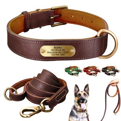 Dog Collar Leash Set Leather Collar for Small and Medium Dogs Bulldogs