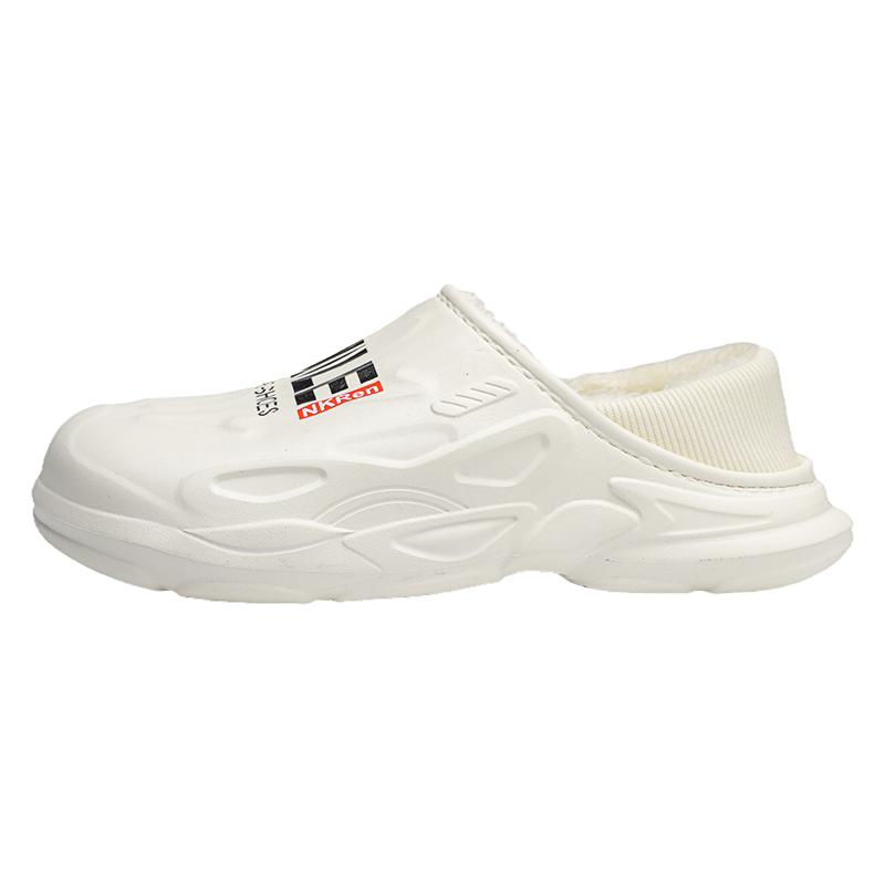 

Мужские тапочки, мужская зимняя обувь на платформе с круглым носком, повседневная обувь для улицы и снега, водонепроницаемая, удобная, плюс бархат, сохраняющая тепло 46-47 серый