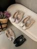 French Beauty Bow Pointed Head Sandals 2025 New Satin Back Strap Thick Heel Single Shoes