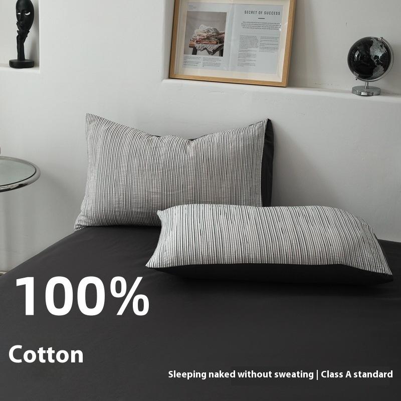 Pure Cotton Bedding Four-piece Set Skin-friendly and Breathable Washed Sheets Quilt Covers Pillowcases