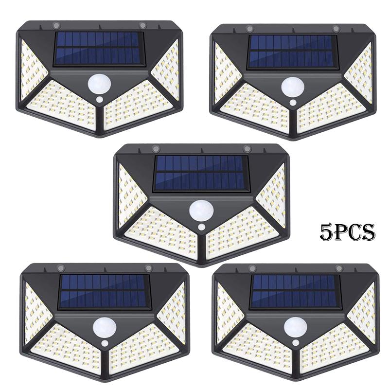 1-12 Pack Solar Lights Outdoor 100 LED Wall Lamp Motion Sensor Lights Waterproof Solar Street Light for Garden Porch Yard Garage