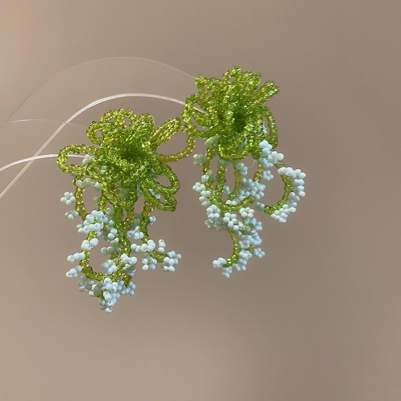Steel Needle Flower Star Pendant Earrings Sweet Niche Temperament Earrings Exquisite Versatile Fashion High-end Earrings