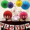 12 Pieces Colourful Hanging Paper Fan Decoration, Round Pattern Paper Garland Set for Party Birthday Wedding Accessories