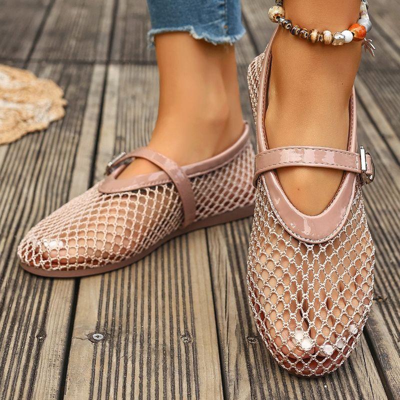 KUALOOL SHOES Ademende Enkel Schoenen met Zachte Zool voor Dames, Nieuwe Stijl, Plat, Mesh Schoenen met Uitsparingen, Mary Jane Enkel Schoenen 37