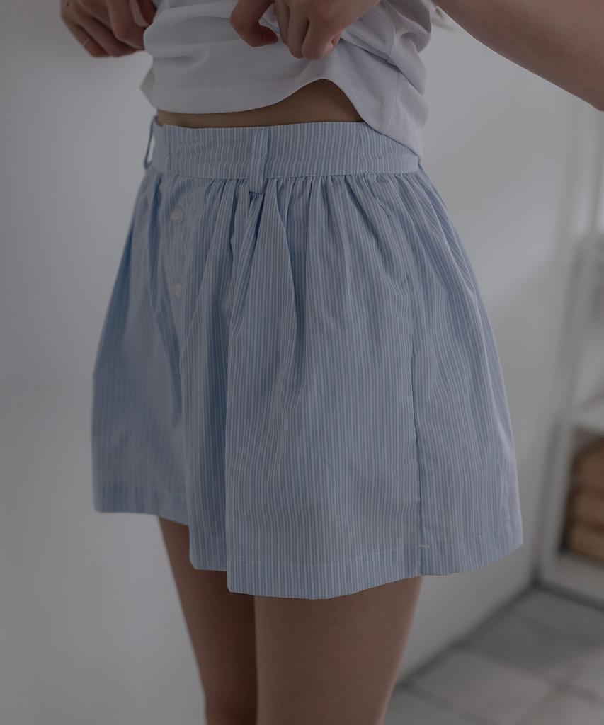 Hardcore Happiness Striped Button Mini Skirt_Blue
