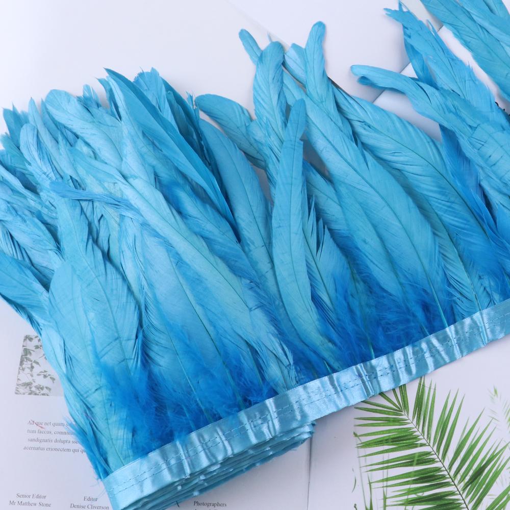 Red Rooster Tail Trims Natural Coque Feather Trimming Ribbon For Crafts Dress Skirt Carnival Costumes Plumes 10-12 Inch