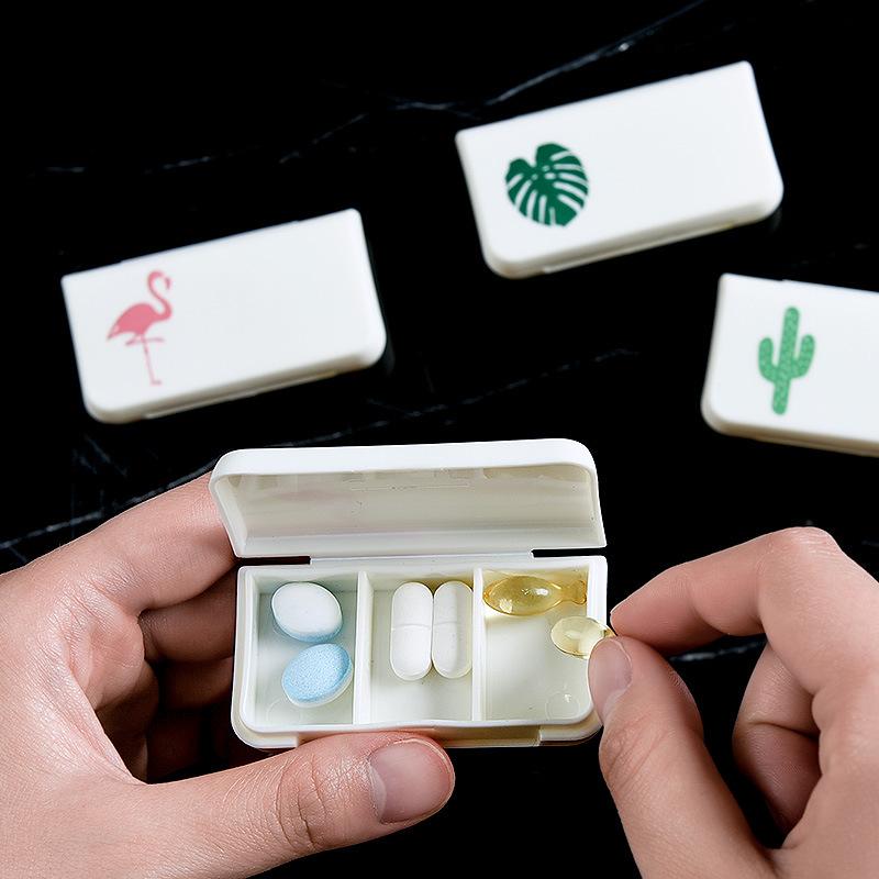 1 Pc 3 Lattices Pill Box Tablet Cactus Leaf Pillbox Dispenser Medicine Boxes Dispensing Medical Kit Mini Organizer Case
