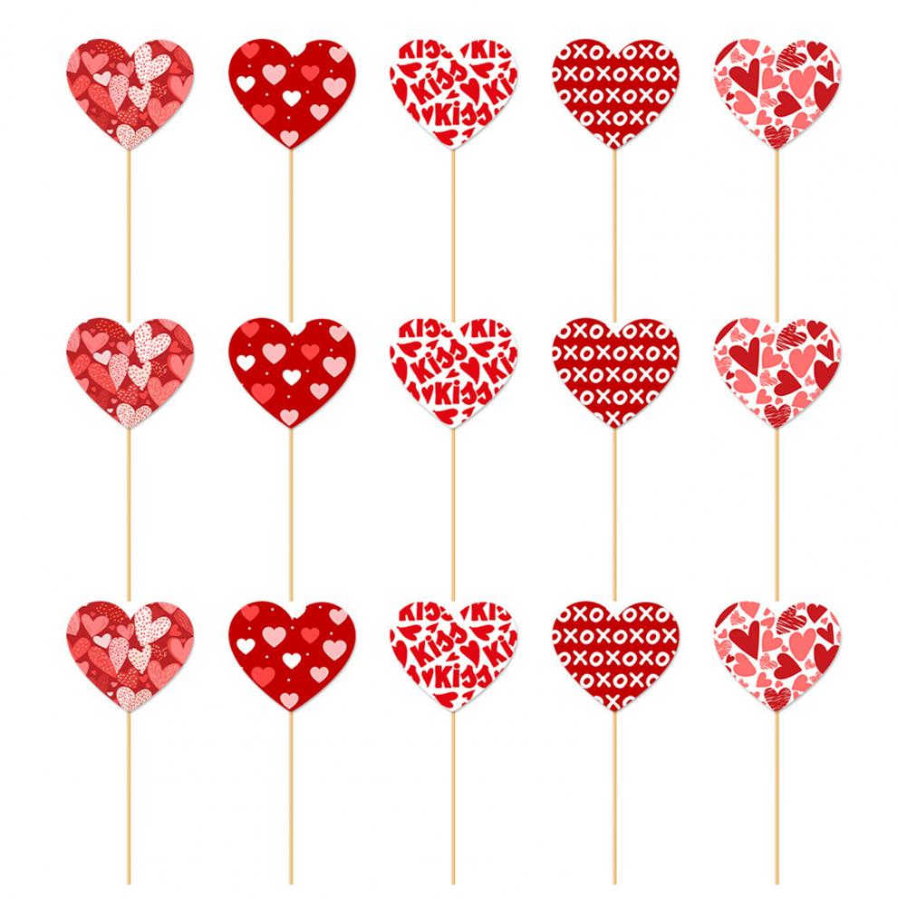15Pcs Heart Vase Floral Insert Set Valentine's Day Romantic Table Decor for Centerpiece Party Wedding Decoration