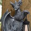 Solar-Powered Dragon Statue Outdoor Garden Ornament with LED Glow Weather-Resistant Resin Fantasy Decor for Patio Wall Fence Lighting