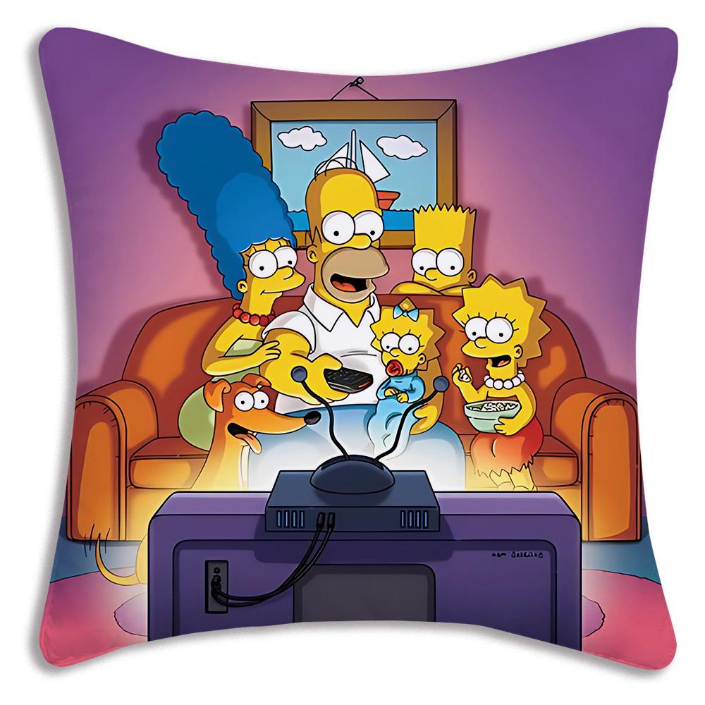 Funda de Almohada de Dibujos Animados Para S-Simpsonss Fundas Decorativas para Sofá del Hogar Impresión a Doble Cara Felpa Corta Funda de Cojín Linda