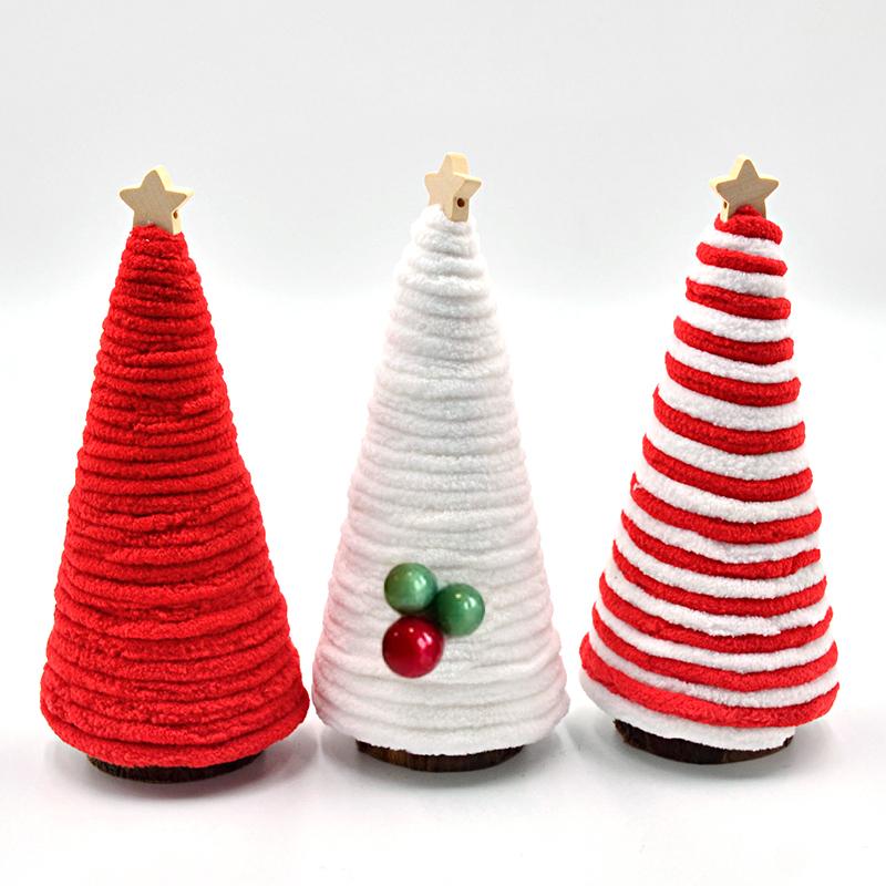 1Pc Mini Christmas Tree Tray Christmas Gift Desktop Christmas Tree Decoration Woolen Christmas Tree