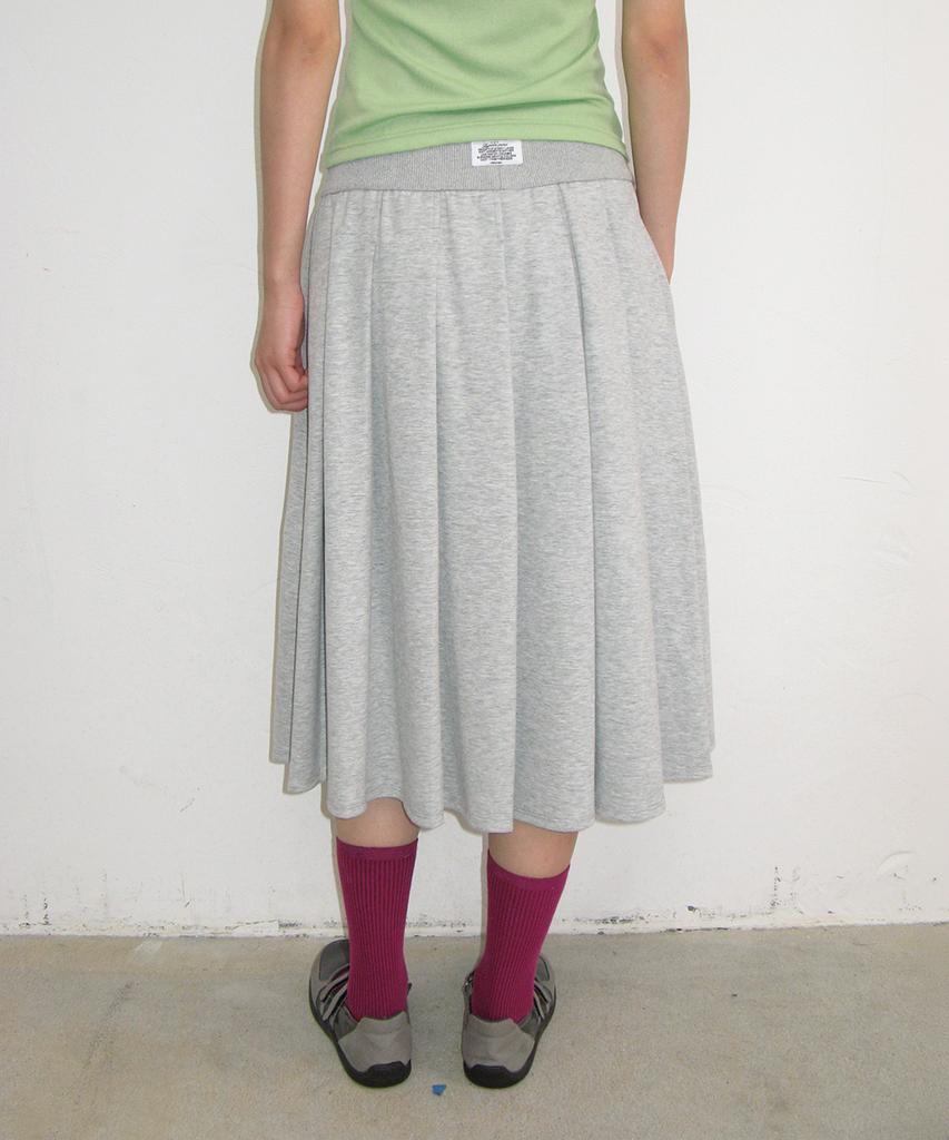 Ronron Pleats Sweat Long Skirt Gray