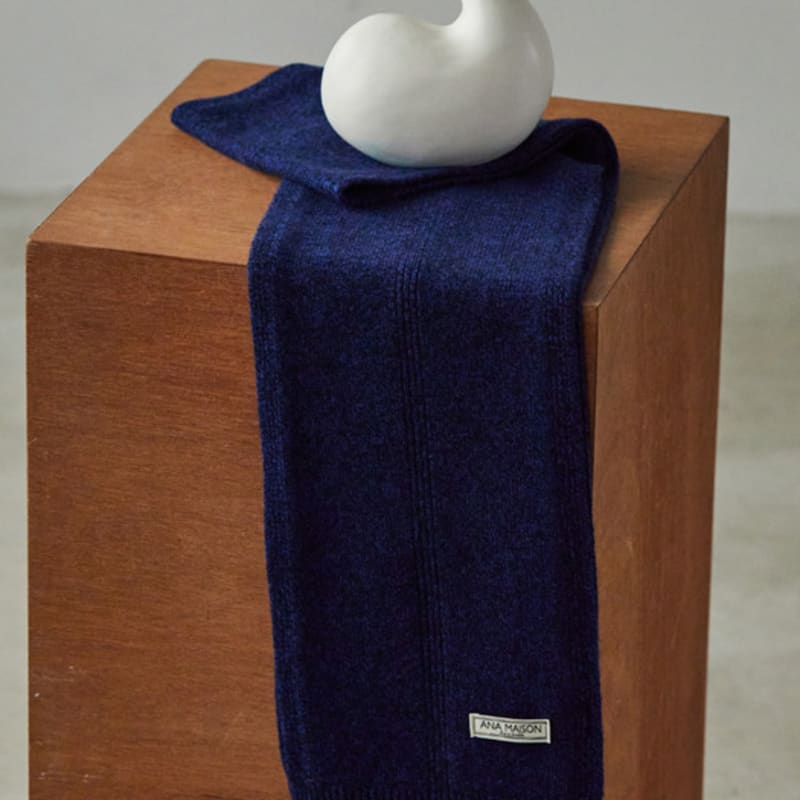 

ANA MAISON Navy Premium Cashmere daily muffler [KMM-RblueNavy] Navy