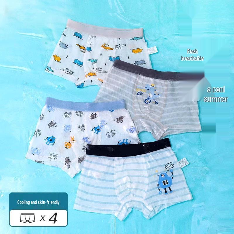 Boys' Summer Ice Silk Mesh Boxer Briefs