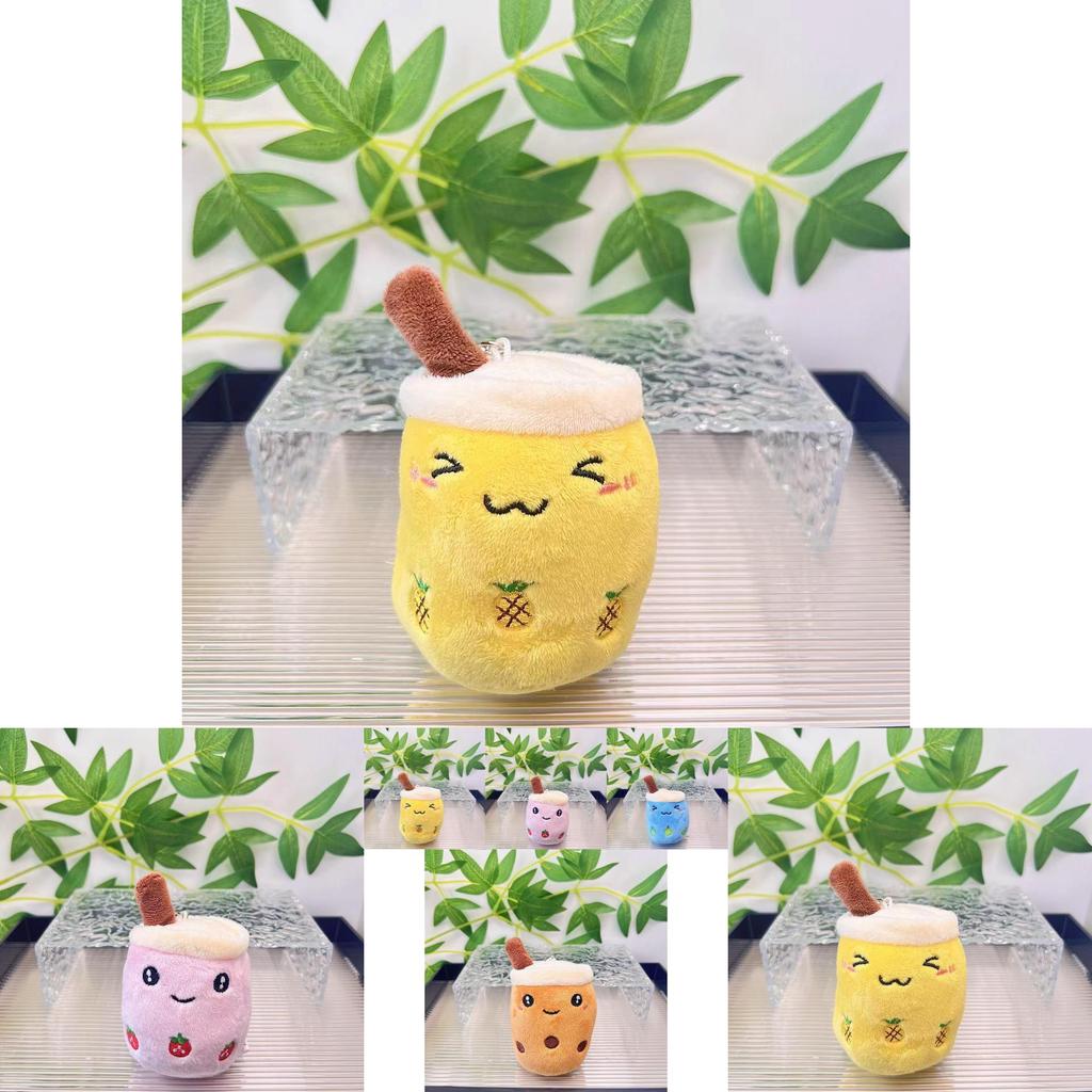 Cute Fruit Bubble Tea Cup Plush Keychain Adorable Cartoon Plush Toy For Kids