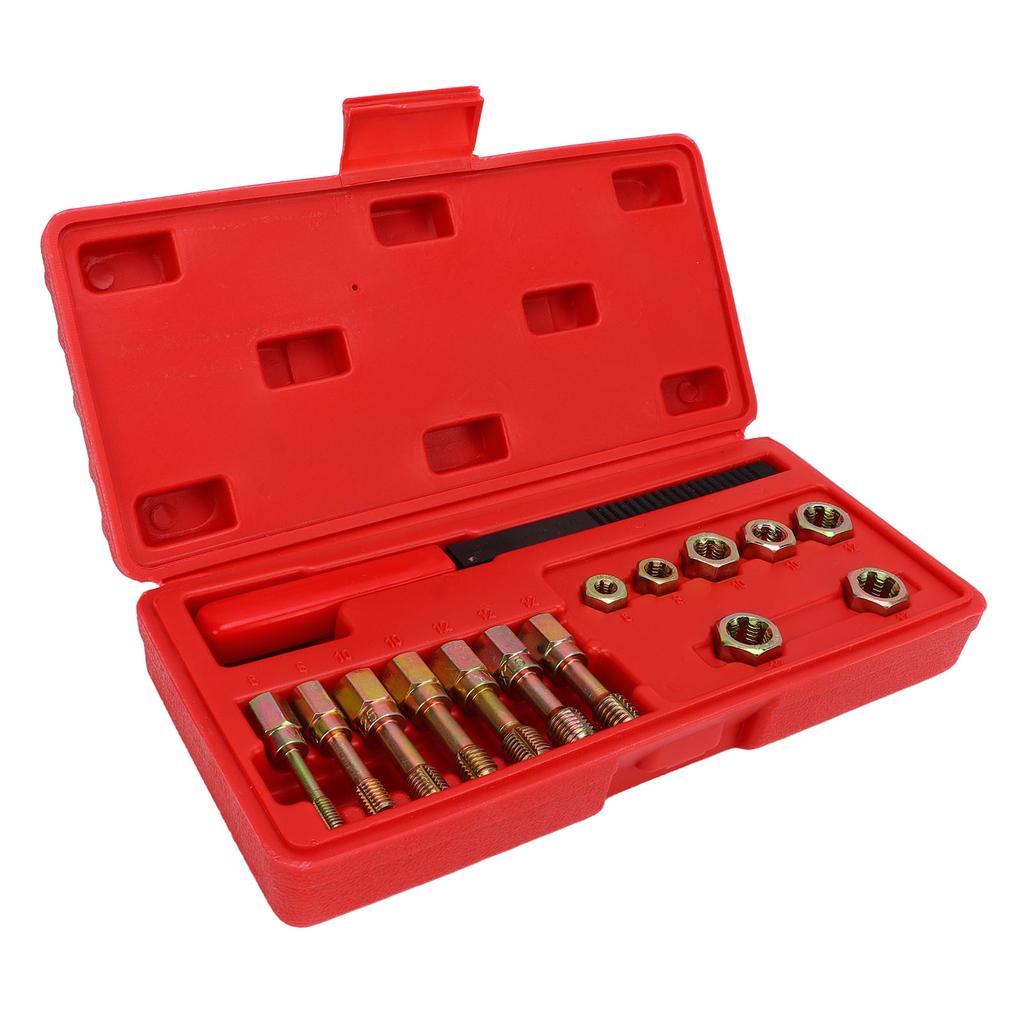 15pcs Metric Thread Chaser Set Carbon Steel Rethreading Tap Die Tool Kit Rethread Repair Tool
