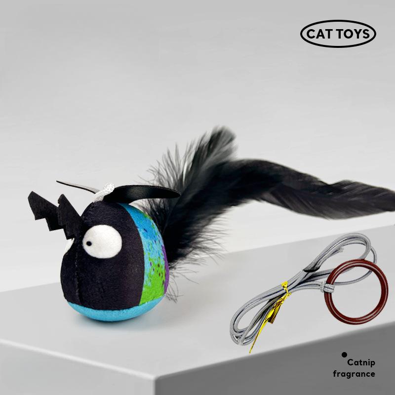 

Плюшевая игрушка для домашних животных, издающая звуки, подвесной лай, мяч, имитация насекомых, избавляющая от скуки, креативная игрушка для кошек 25cm