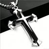 Men's Bold Black And Gold Cross Pendant Necklace With Diamonds Stylish Fashion Jewelry For Men