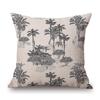 Toile De Jouy Jungle Animals Tiger Giraffe Tiger Crane Birds Navy Blue Greenish Pattern Decorative Pillow Case Car Cushion Cover
