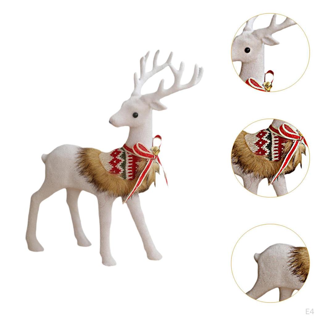 Christmas Deer Sculpture,Christmas Elk Statue ,Gift Figurine White for