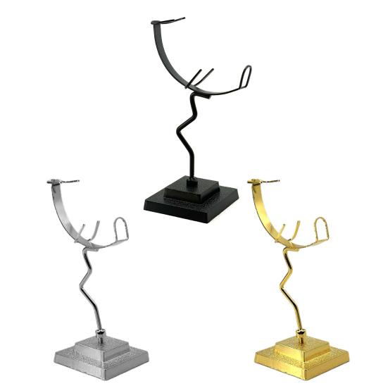 Moon Faux Crystal Display Holder Heavy Duty Metal Faux Gems Natural Stone Show Stand Home Office Desktop Decoration