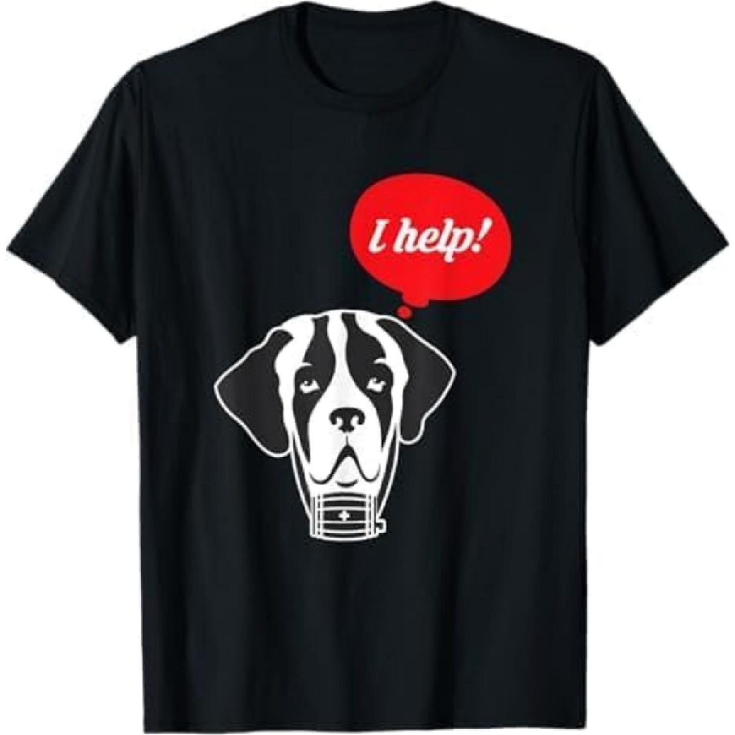 Saint Bernard Dog Rescue T Shirt Black S