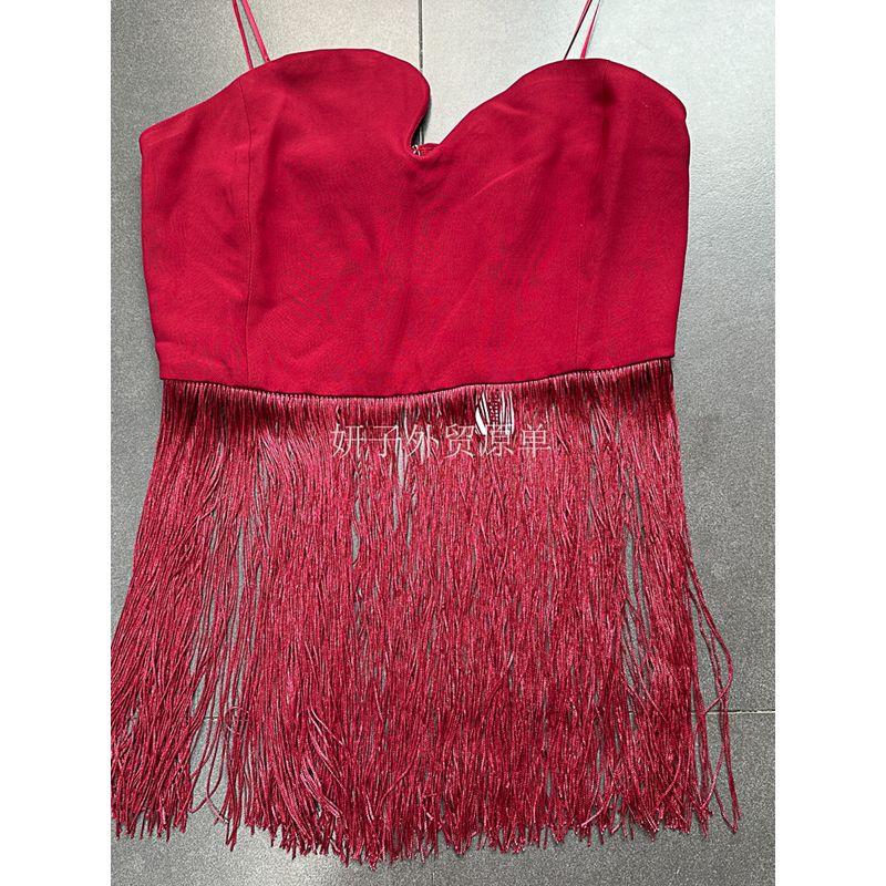 Yan Zi Export Day + Asymmetrical Collar Long Fringe Elegant Sexy Tube Top Vest Tops