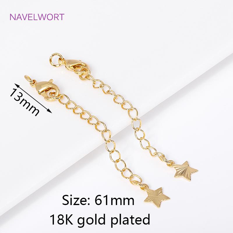 18K Gold Plated Extension Chain With Lobster Clasps End Extension Tail Chain For Jewelry Making DIY Bracelet Necklace Findings 5 pieces