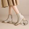 Nationaler Stil dicke Sohle kleine kurze Stiefel Herbst und Winter neue Temperament bequeme einzelne Stiefel quadratische Spitze kleine Lederstiefel