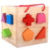 Shape Portable Wooden Matching Puzzle Box Toy For Infant Learning Development