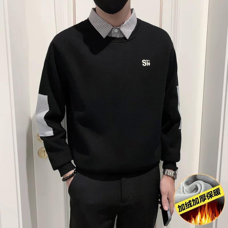 Hoodie Men s Patchwork Lapel Collar Long Sleeve Top M