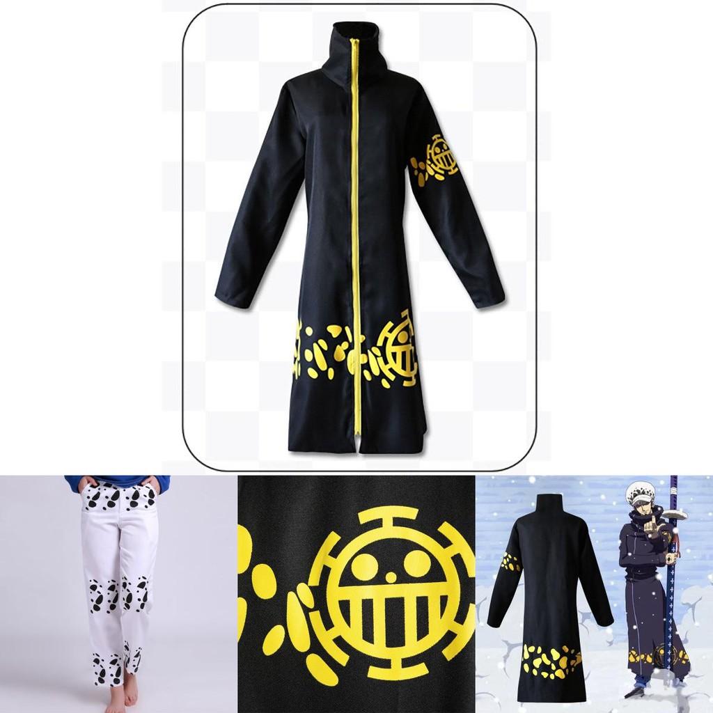 Hochwertiges One Piece Trafalgar Law Anime-Kostüm mit atmungsaktivem Umhang und Hose