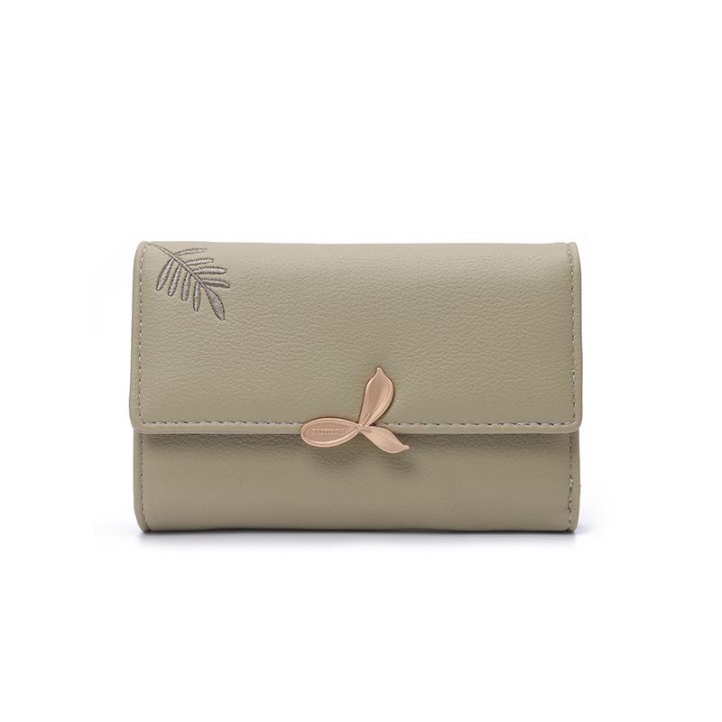 Women's 2025 Medium Wallet: Large Capacity Leaf Embroidery Flower Coin Purse & Card Holder Clutch