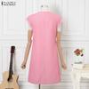 ZANZEA Women Print Casual V-Neck Summer Short Sleeve Dress